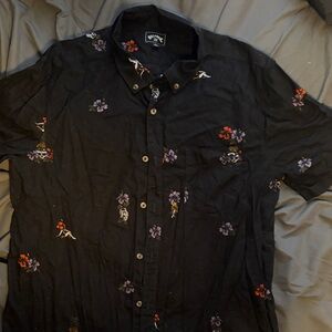 All Saints Black Shirt with Floral Accents